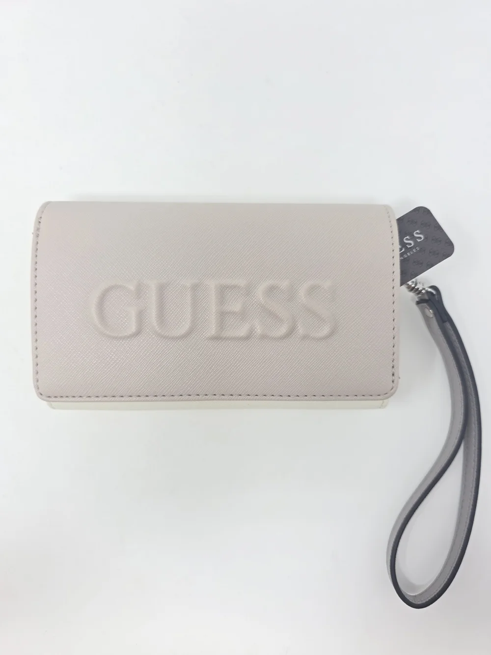 RARE GUESS Laken Smartphone Wristlet Wallet Phone Compartment Spellout Blush NWT
